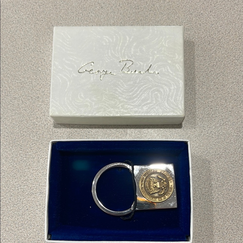 George Bush Silver Keychain